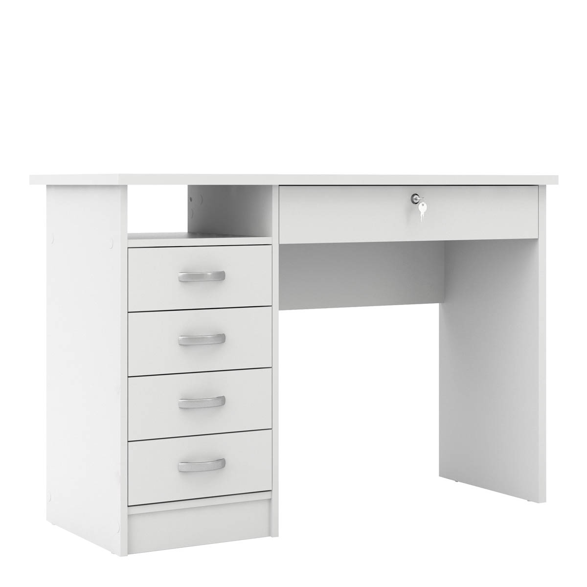 Function Plus Desk 5 Drawers White